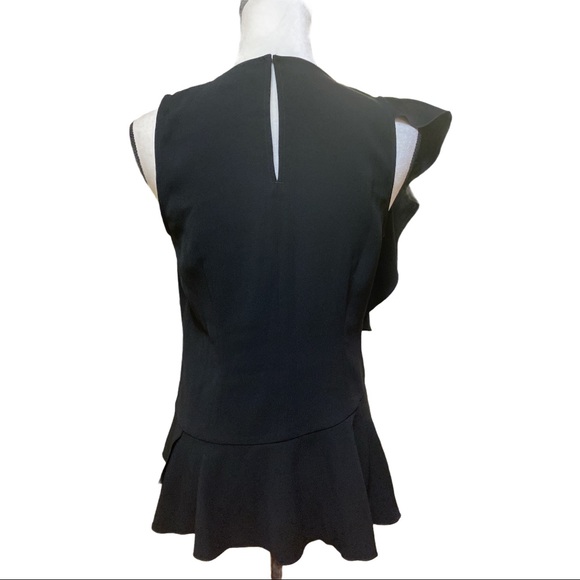 Ann Taylor Black Ruffle Shoulder Peplum Top XS - Picture 4 of 8